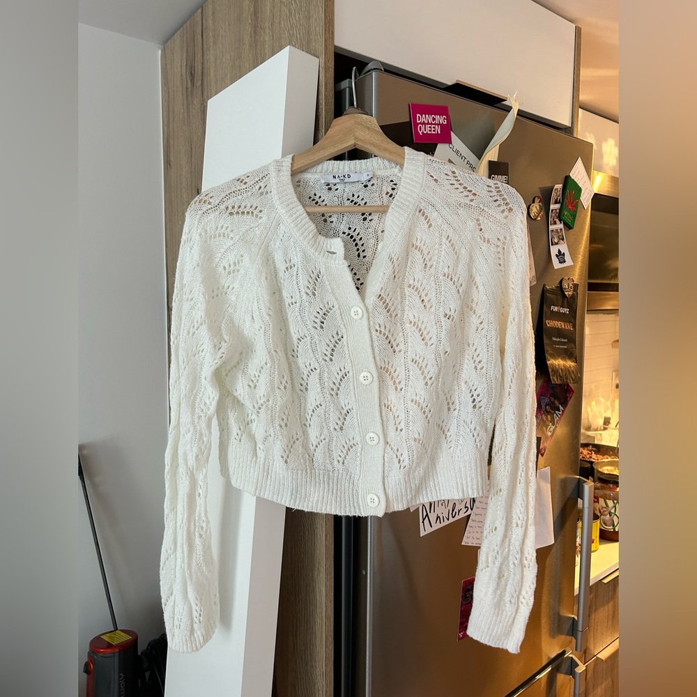 White Crochet Cardian - Nakd